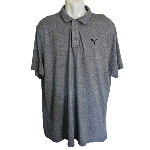 PUMA Grey Essential Short Sleeve Polo Shirt Athletic Casual Size Men's XXL - Picture 2 of 10